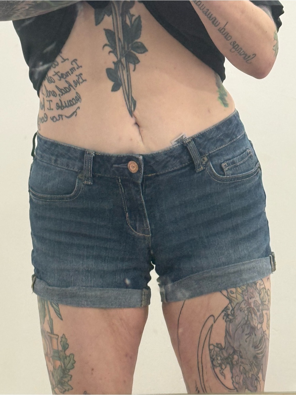 Aeropostale Dark Blue Rolled-Hem Denim Shorts